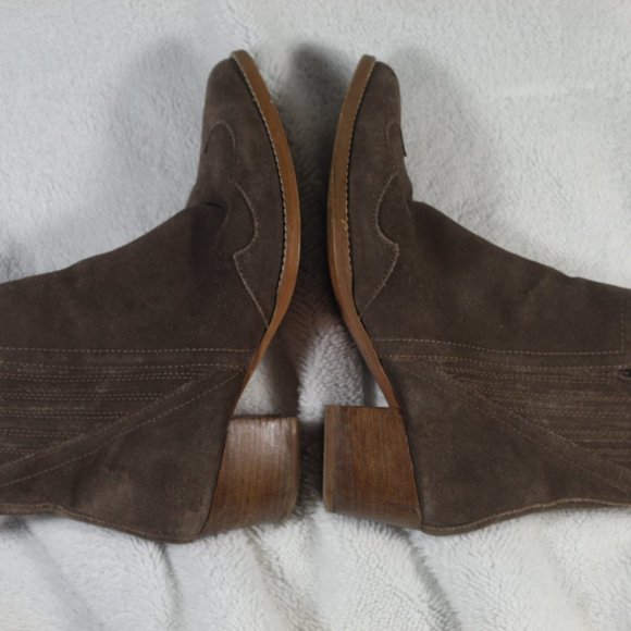 Hobbs Fashion Shoes Size 8 Western-Style Brown Suede Ankle Boots - Picture 5 of 6